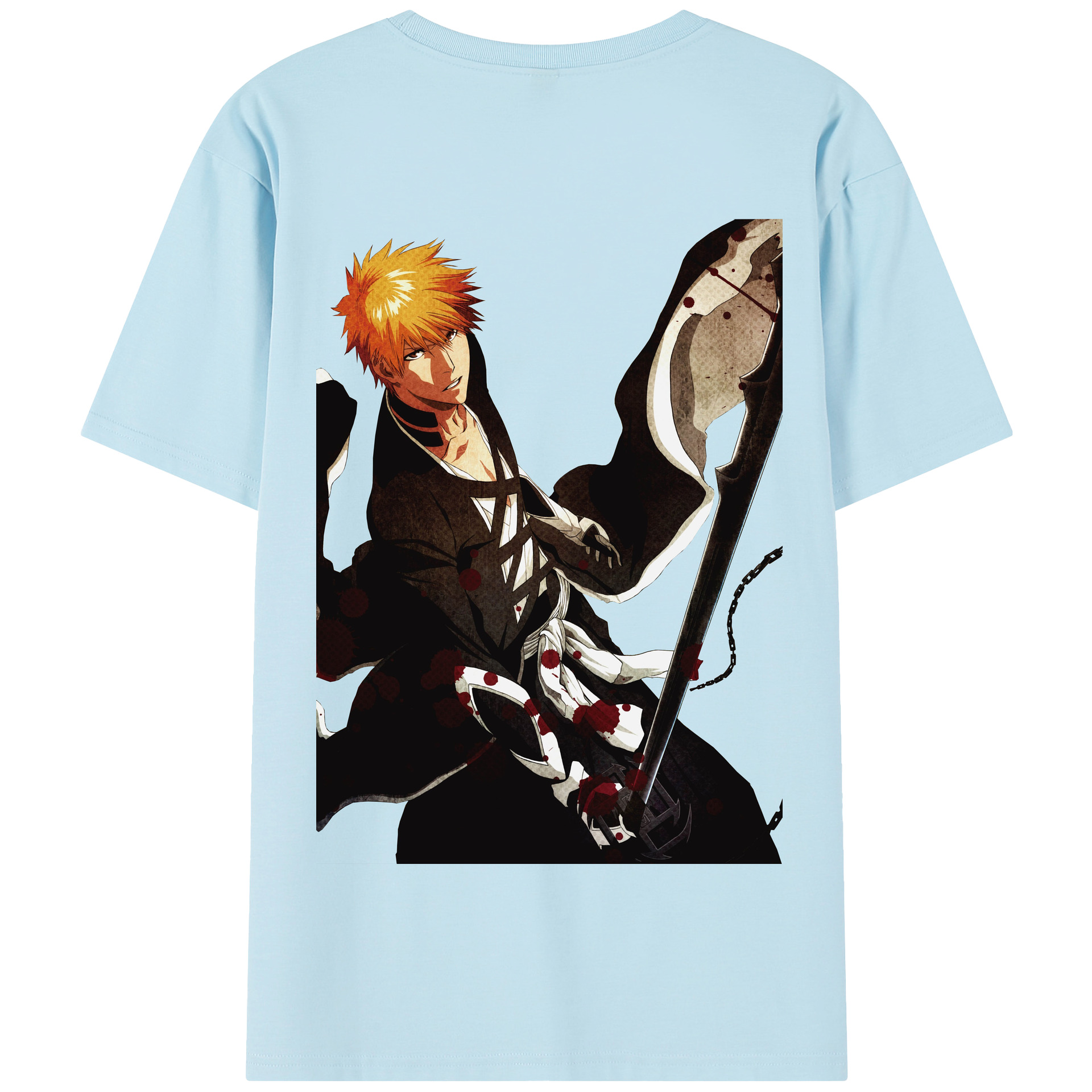 （画像用） ブリーチ 黒崎一護（くろさき いちご）BLEACH Kurosaki Ichigo 綿100％半袖Tシャツ（背面プリント）